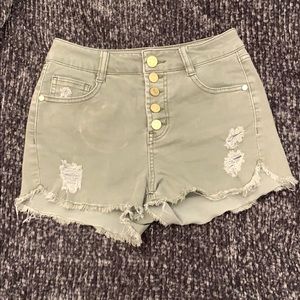 Refuge green high waisted jean shorts